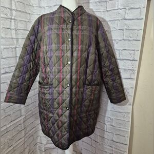 Ralph Lauren Quilted Women's Jacket - Green And Purple Plaid